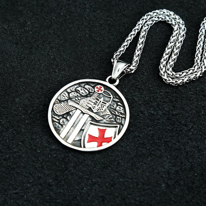 Colgante de cruz de caballeros templarios vintage de moda para hombres, collar de cruz de acero inoxidable punk, joyería única, regalos, envío directo