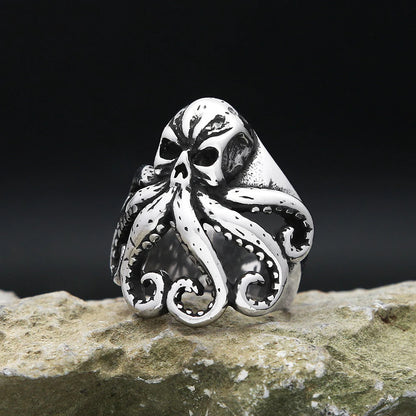 Mythic Octopus Skull Ring (316L)