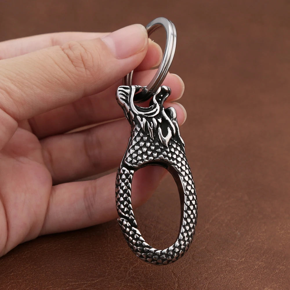 Wikinger-Drachenkopf-Schlüsselanhänger (316L)