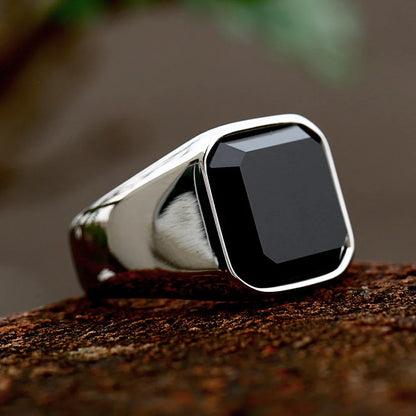 Black Stone Signet Ring (316L)