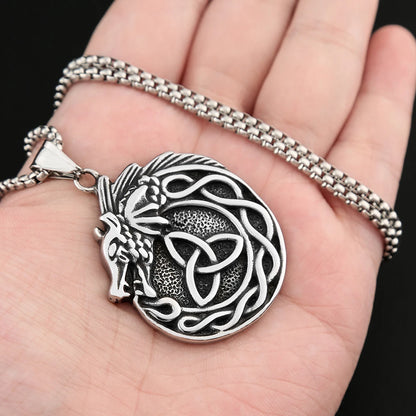 Viking Dragon Celtic Knot Necklace (316L)
