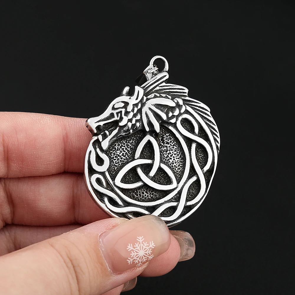 Viking Dragon Celtic Knot Necklace (316L)