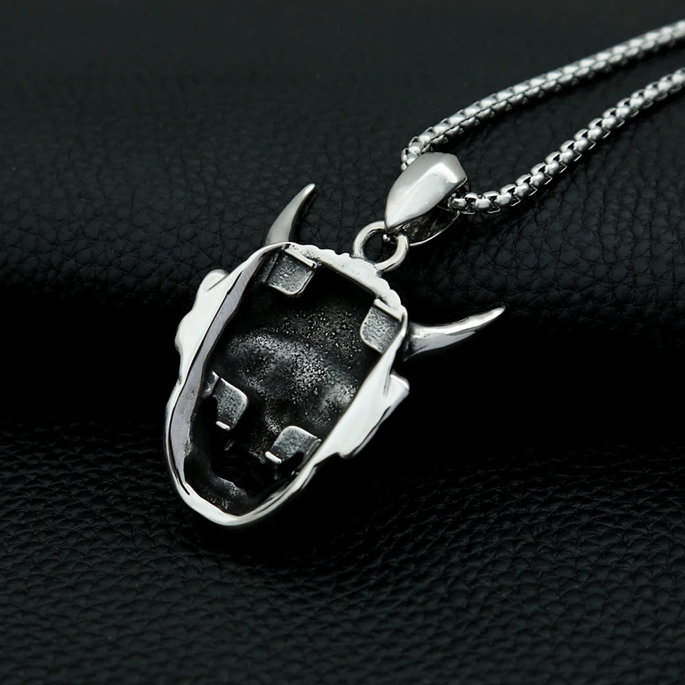 Collar con colgante de máscara Prajna con personalidad vintage para hombre, acero inoxidable 316L, calavera de demonio dominante, joyería, regalo, envío directo