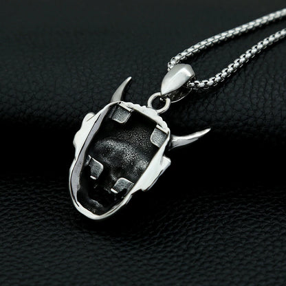 Collar con colgante de máscara Prajna con personalidad vintage para hombre, acero inoxidable 316L, calavera de demonio dominante, joyería, regalo, envío directo