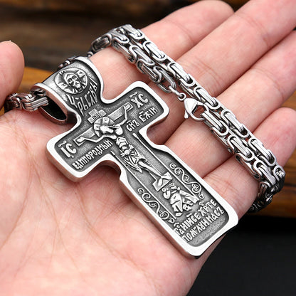 Vintage Jesus-Kreuz-Anhänger-Halsketten für Herren, Edelstahl 316L, religiöse Halskette, modisches Amulett, Punk-Schmuck, Geschenkidee