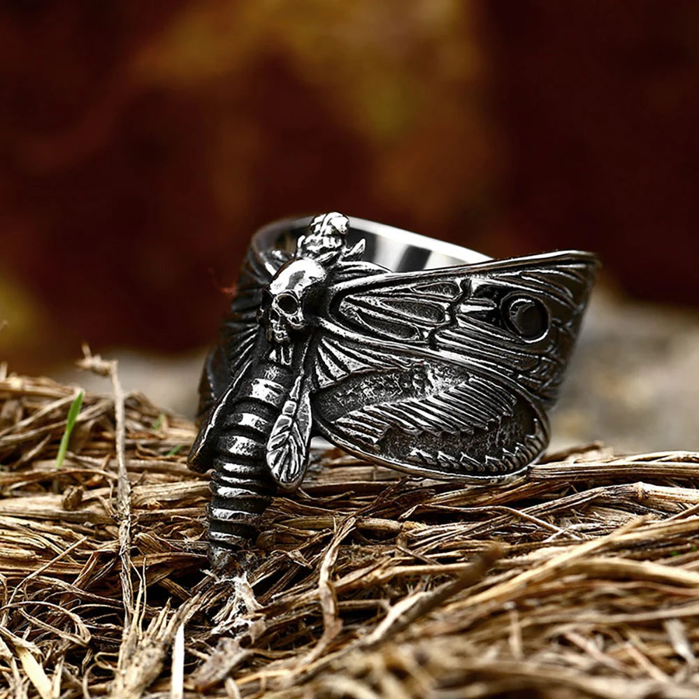 Death Moth Skull Ring (316L)