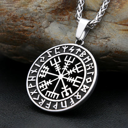 Collar con brújula nórdica vikinga, colgante de runa de acero inoxidable para hombres y mujeres, estilo hueco, amuleto de Odín, joyería, regalos, Dropshipping