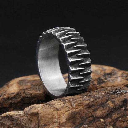Modische, schlichte geometrische Zahnradringe aus 316L-Edelstahl für Damen und Herren – Punk, Biker, kreativer Vintage-Schmuck mit persönlicher Note (Großhandel)