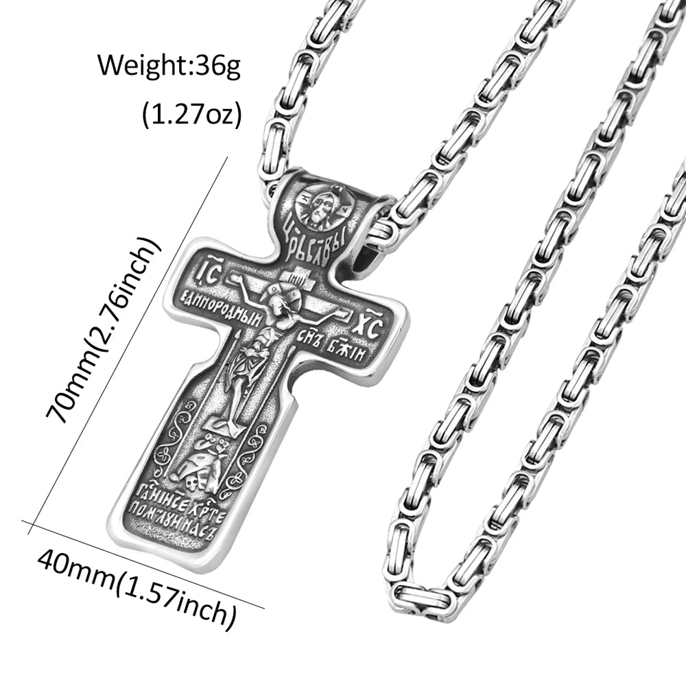 Vintage Jesus-Kreuz-Anhänger-Halsketten für Herren, Edelstahl 316L, religiöse Halskette, modisches Amulett, Punk-Schmuck, Geschenkidee