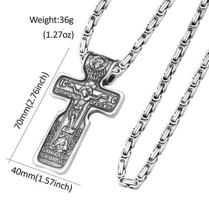Vintage Jesus-Kreuz-Anhänger-Halsketten für Herren, Edelstahl 316L, religiöse Halskette, modisches Amulett, Punk-Schmuck, Geschenkidee