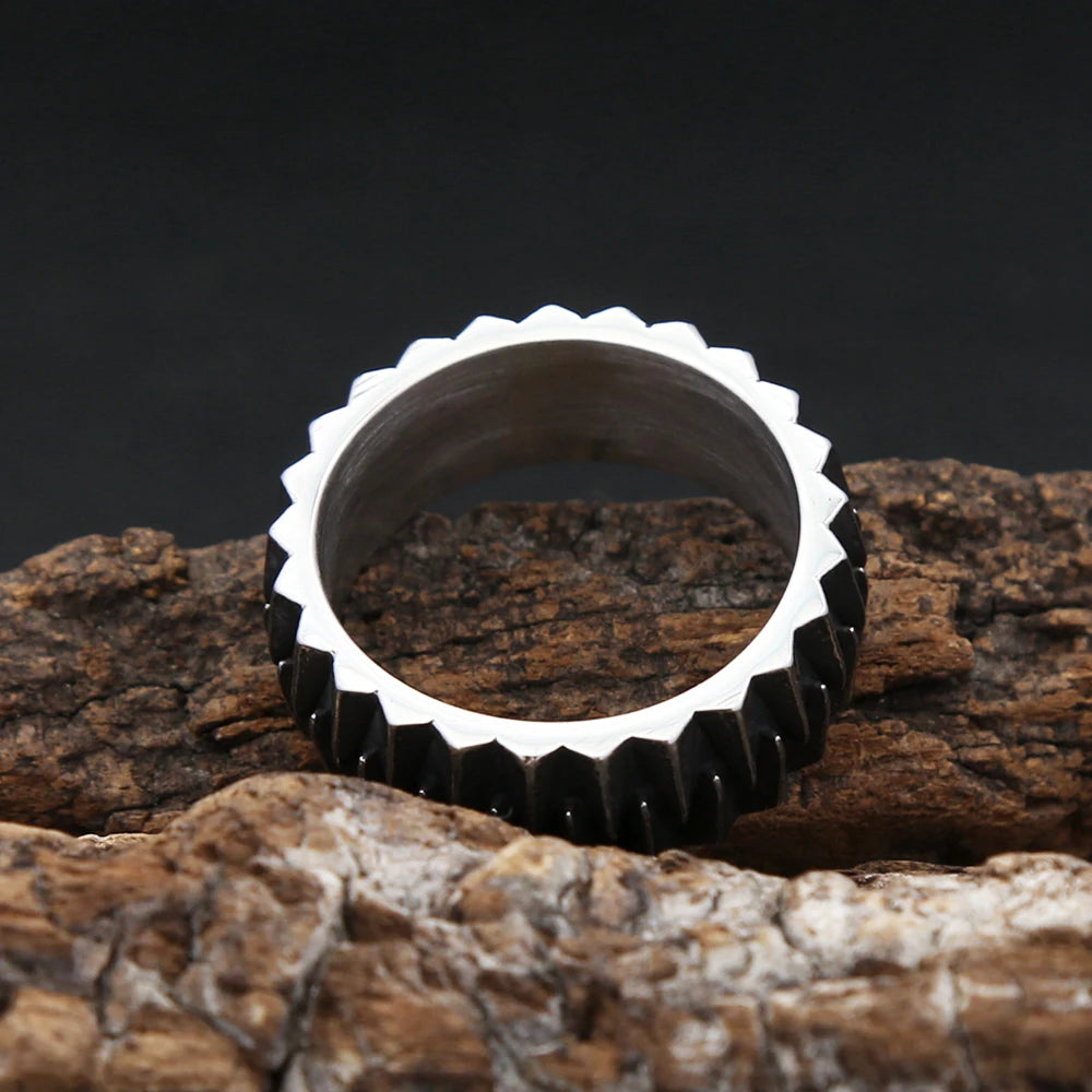 Modische, schlichte geometrische Zahnradringe aus 316L-Edelstahl für Damen und Herren – Punk, Biker, kreativer Vintage-Schmuck mit persönlicher Note (Großhandel)