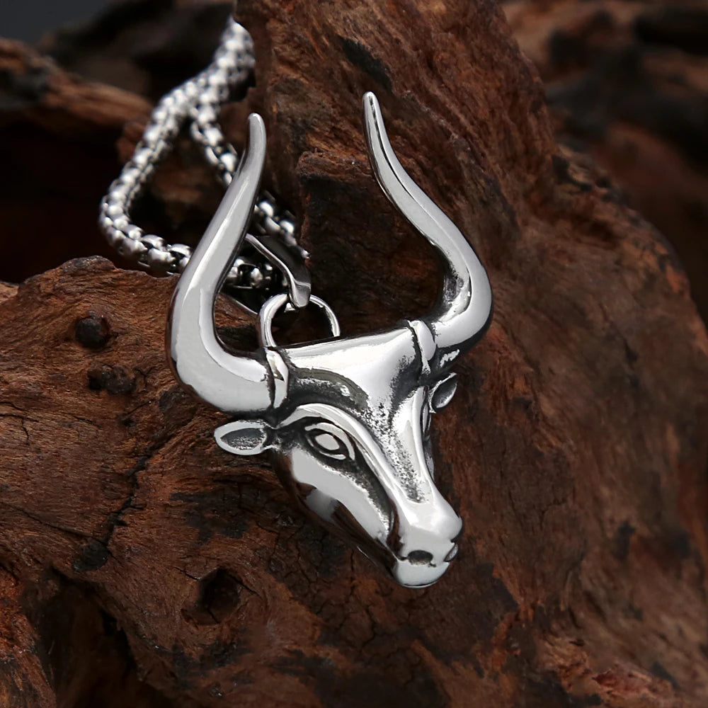 Bull Head Pendant Necklace II (316L)
