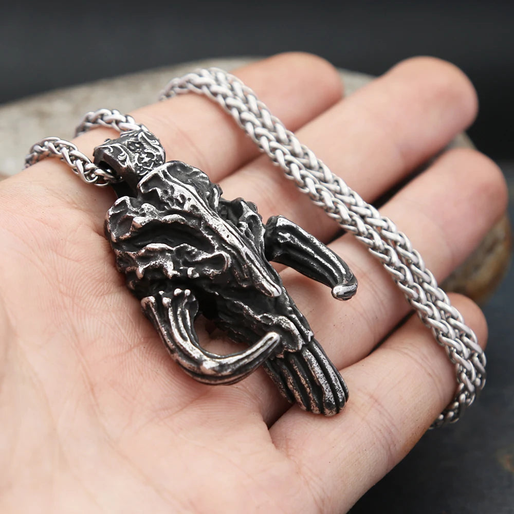 Collar vintage de acero inoxidable 316L con colgante mandaloriano negro para hombre, collar gótico con máscara de calavera de Punisher, joyería de motociclista, regalos
