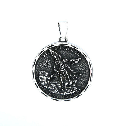 Collar con colgante de arcángel San Miguel Guardián de acero inoxidable vintage para hombre, joyería de moda, cadenas creativas, regalos al por mayor