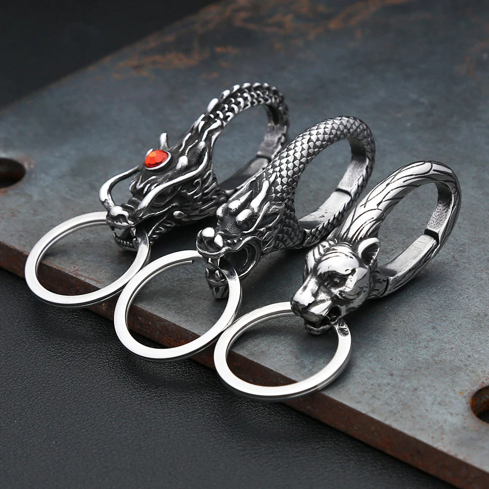 Viking Dragon Head Keychain Collection (316L)