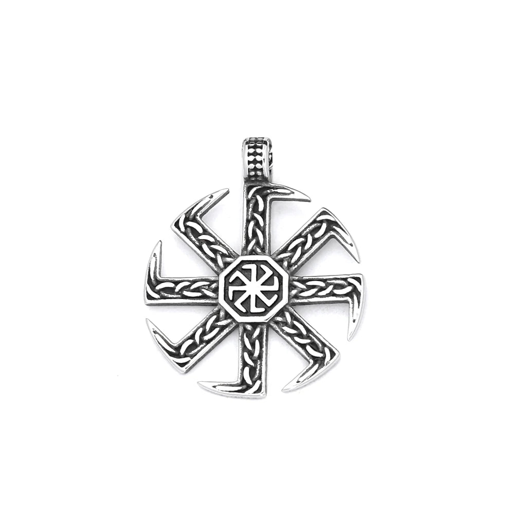 Kolovrat Sun Wheel Pendant Necklace (316L)