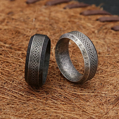 Anillo de runas vikingas vintage simple de moda para hombres y mujeres, anillos de acero inoxidable con nudo celta nórdico, amuleto para pareja, joyería al por mayor