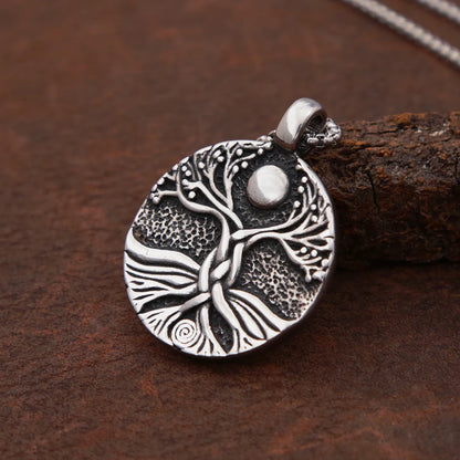 Colgante de árbol de la vida vikingo nórdico vintage de moda para hombre, collar de acero inoxidable Yggdrasils, amuleto, joyería, regalo al por mayor