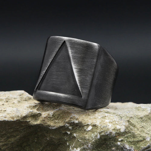 Matte Black Triangle Signet Ring (316L)