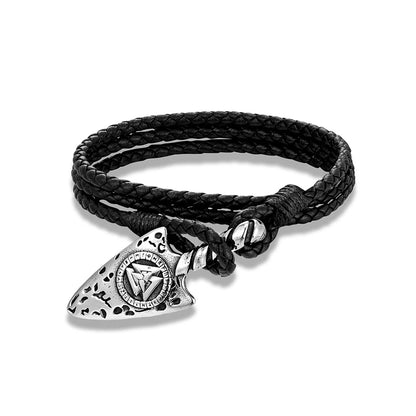 Pulsera de acero inoxidable con hacha vikinga para hombre, amuleto de lobo de cuero, hecha a mano, para hombre y mujer, joyería de moda para motociclistas al aire libre, regalo