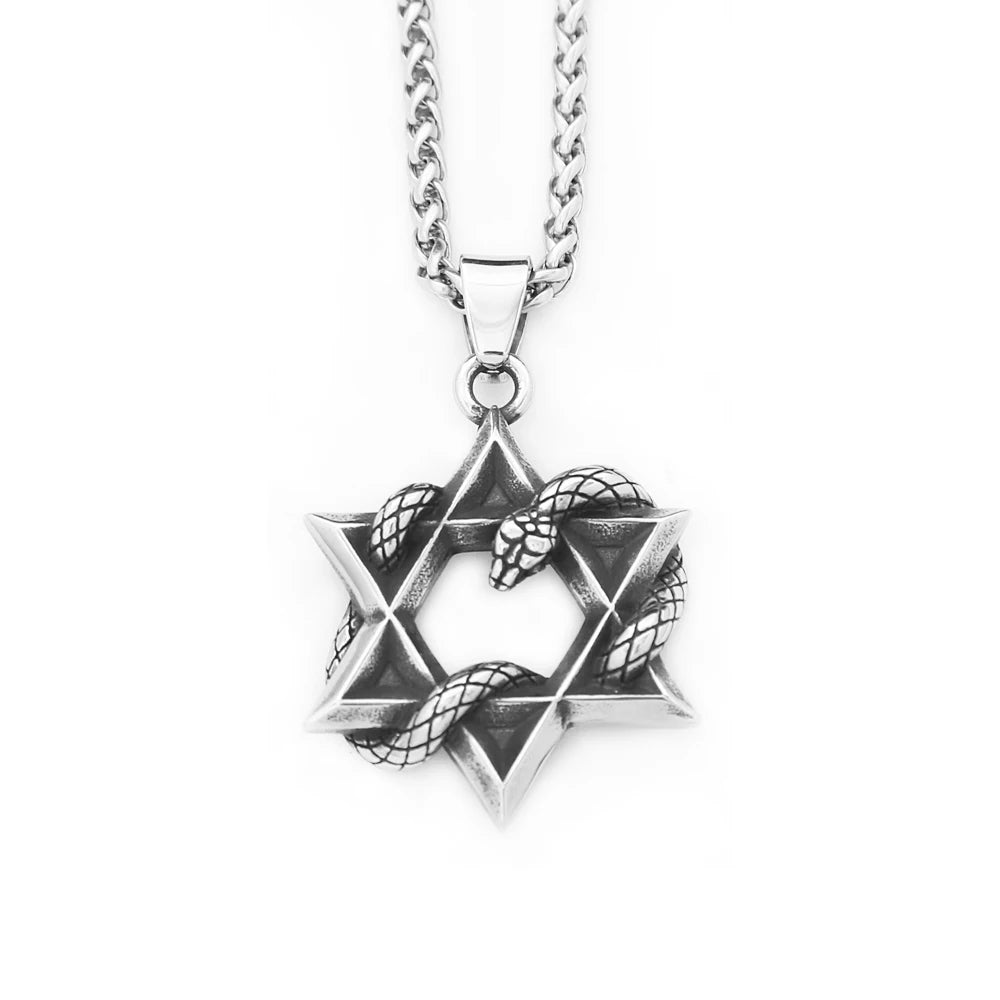 Star of David & Snake Pendant Necklace (316L)