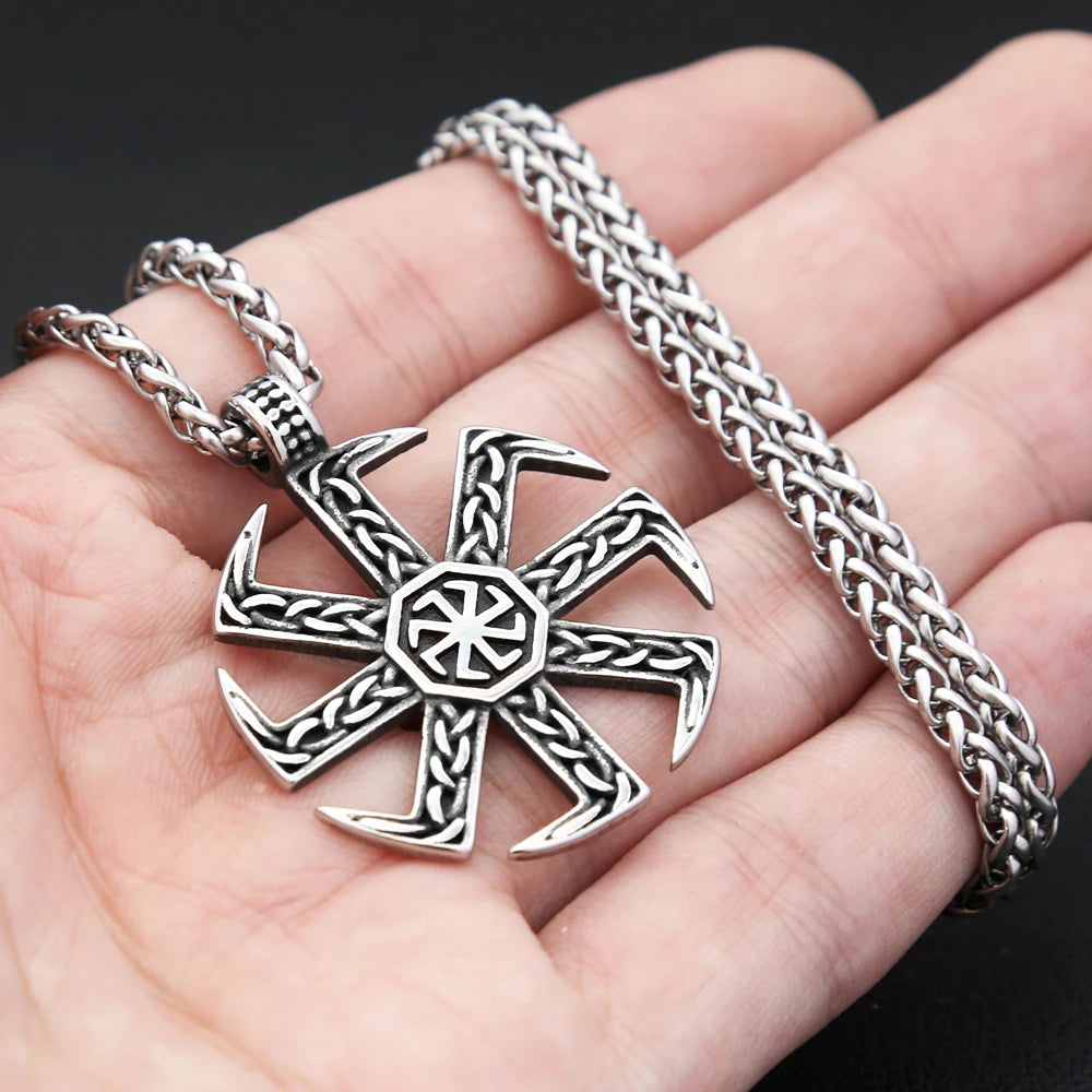Kolovrat Sun Wheel Pendant Necklace (316L)