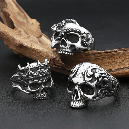 Anillos de calavera de acero inoxidable 316L góticos vintage para hombres y mujeres, estilo punk, hip hop, motocicleta, joyería, regalos de Halloween, triangulación de envíos