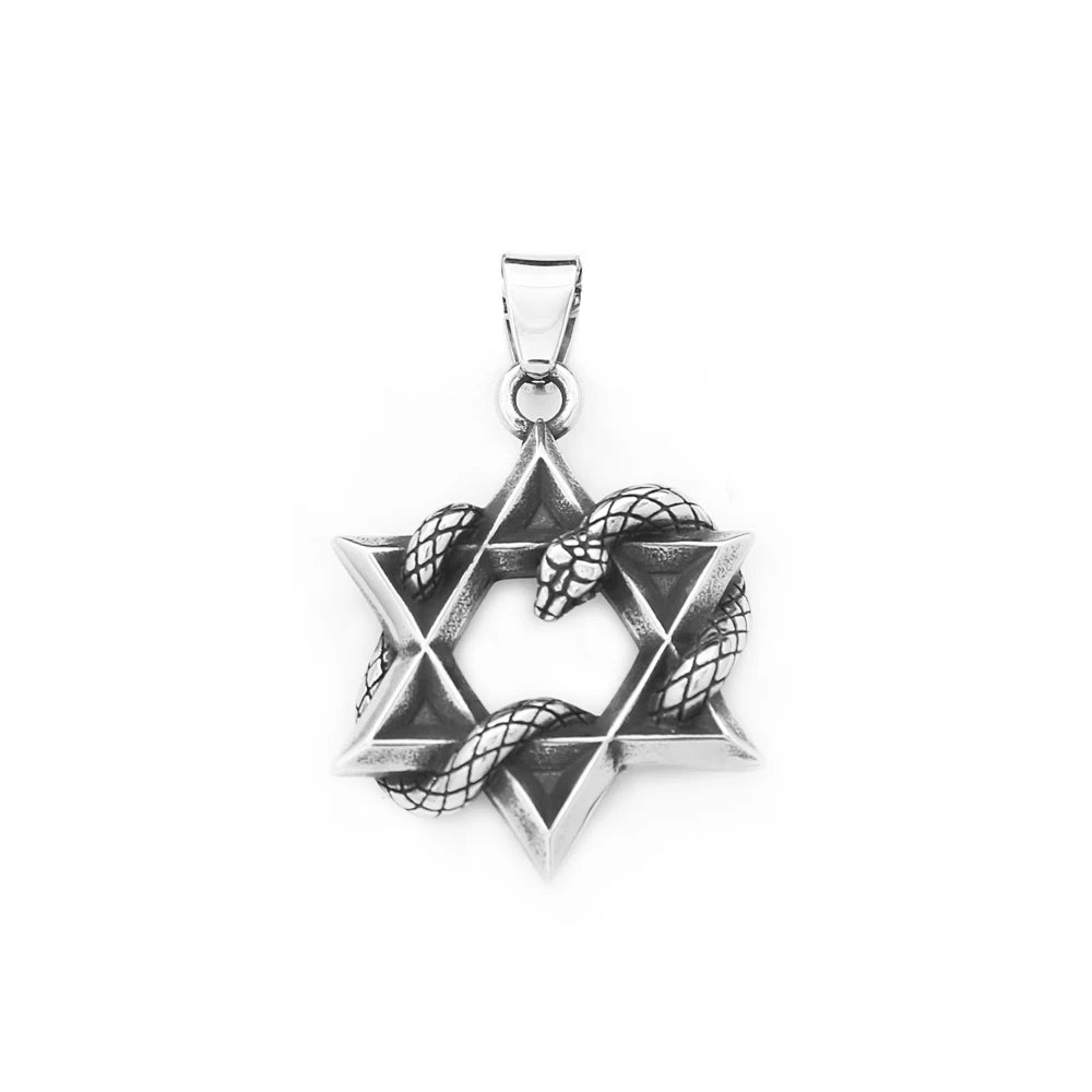 Star of David & Snake Pendant Necklace (316L)