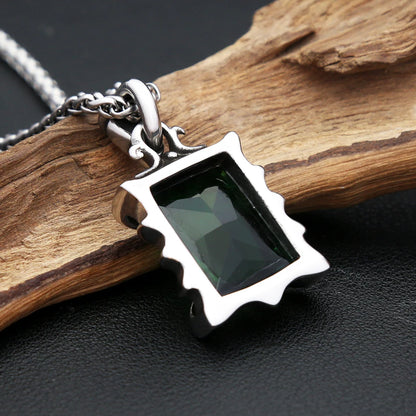 Collar con colgante de piedra de color rojo, negro, azul y verde vintage para hombre y mujer, de acero inoxidable, estilo punk, joyería para parejas, envío directo