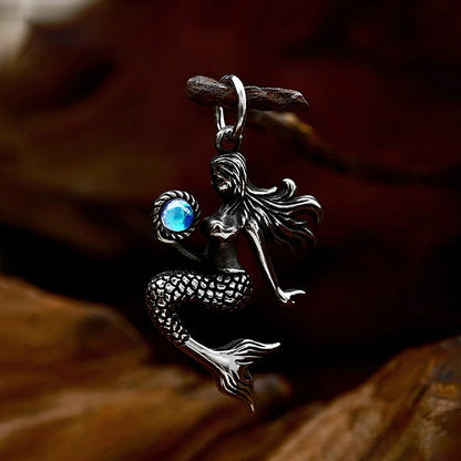 Collar de sirena con diseño creativo de moda retro, estilo punk, de acero inoxidable, para hombres y mujeres, con colgante de animal, joyería única, regalos, envío directo