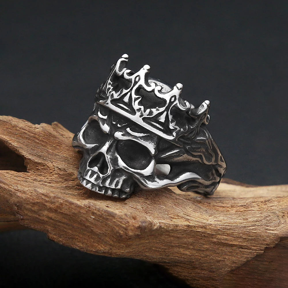 Anillos de calavera de acero inoxidable 316L góticos vintage para hombres y mujeres, estilo punk, hip hop, motocicleta, joyería, regalos de Halloween, triangulación de envíos