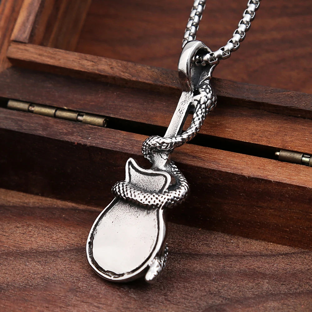 Schlangen-Gitarrenanhänger-Halskette (316L)