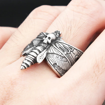 Gothic Butterfly Skull Ring (316L)