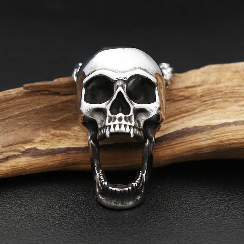 Gothic Polished Skull Pendant Necklace (316L)