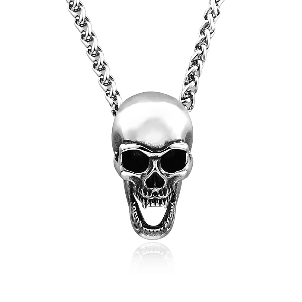 Gothic Polished Skull Pendant Necklace (316L)
