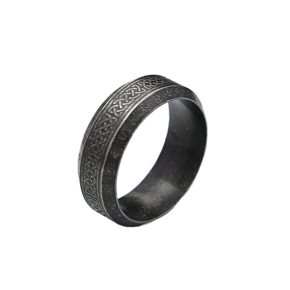 Anillo de runas vikingas vintage simple de moda para hombres y mujeres, anillos de acero inoxidable con nudo celta nórdico, amuleto para pareja, joyería al por mayor