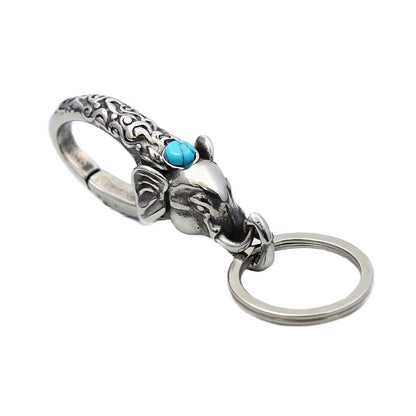 Vintage Punk Schlüsselanhänger aus 316L Edelstahl mit Elefantenmotiv für Damen und Herren – Modischer Biker-Tier-Schlüsselanhänger, Schmuckgeschenk-Accessoire