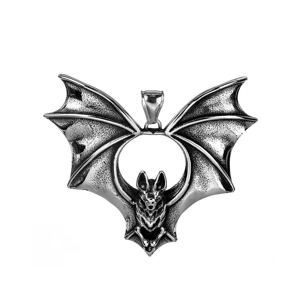 Collar con colgante de murciélago punk para hombre y niño, nuevo diseño, de acero inoxidable, estilo motero, amuleto de moda, joyería, envío directo