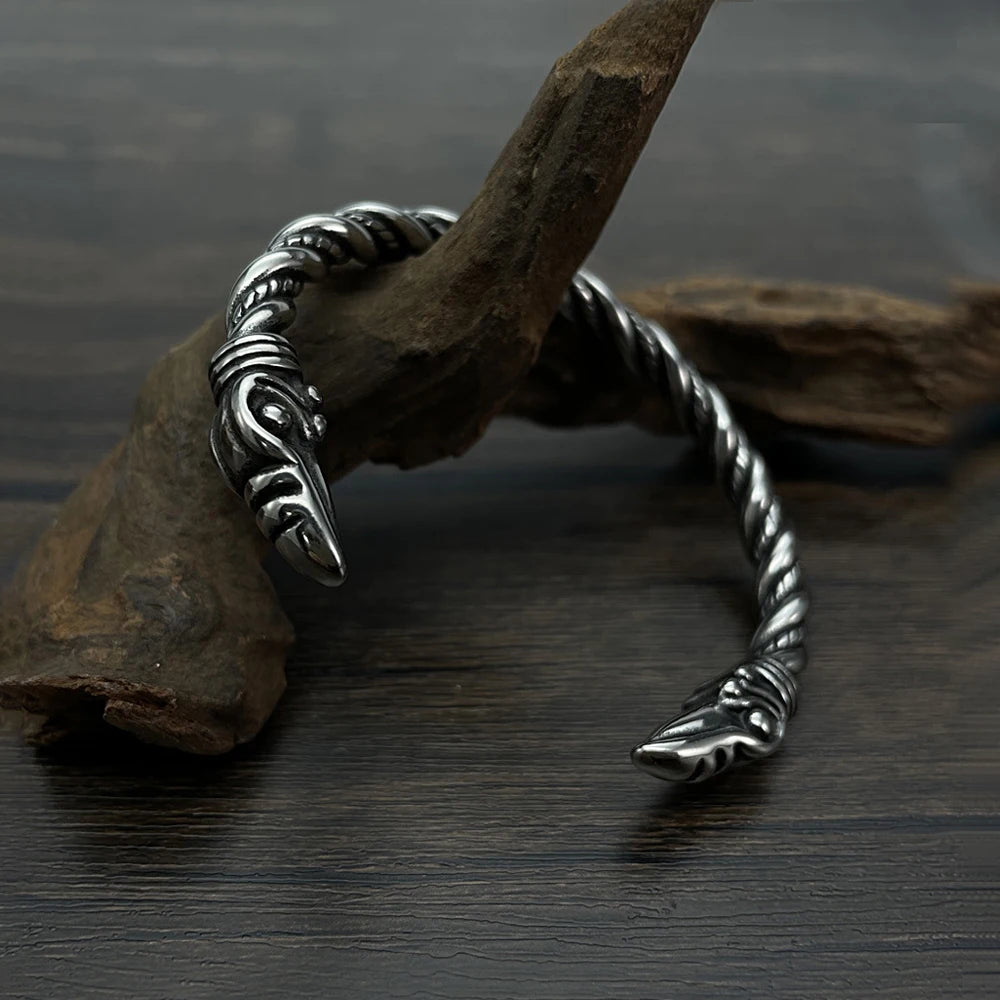Offenes Armband mit Wikinger-Adlerkopf (316L)