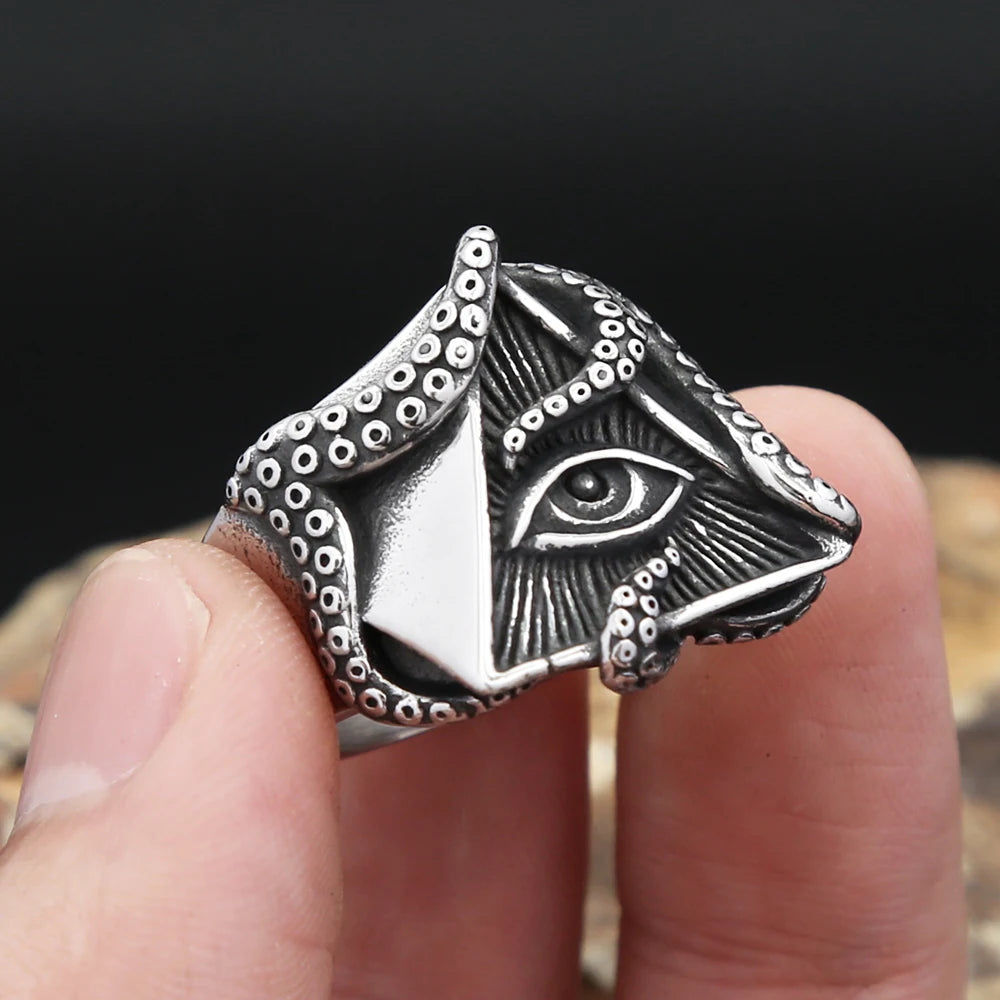 Masonic Octopus Eye Ring (316L)