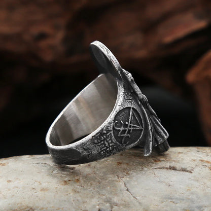 Vintage Gothic Lucifer Satanic Siegelringe für Herren, modischer Punk-Edelstahl-Anubis-Ring, heidnischer Schmuck, Geschenkidee, Dropshipping