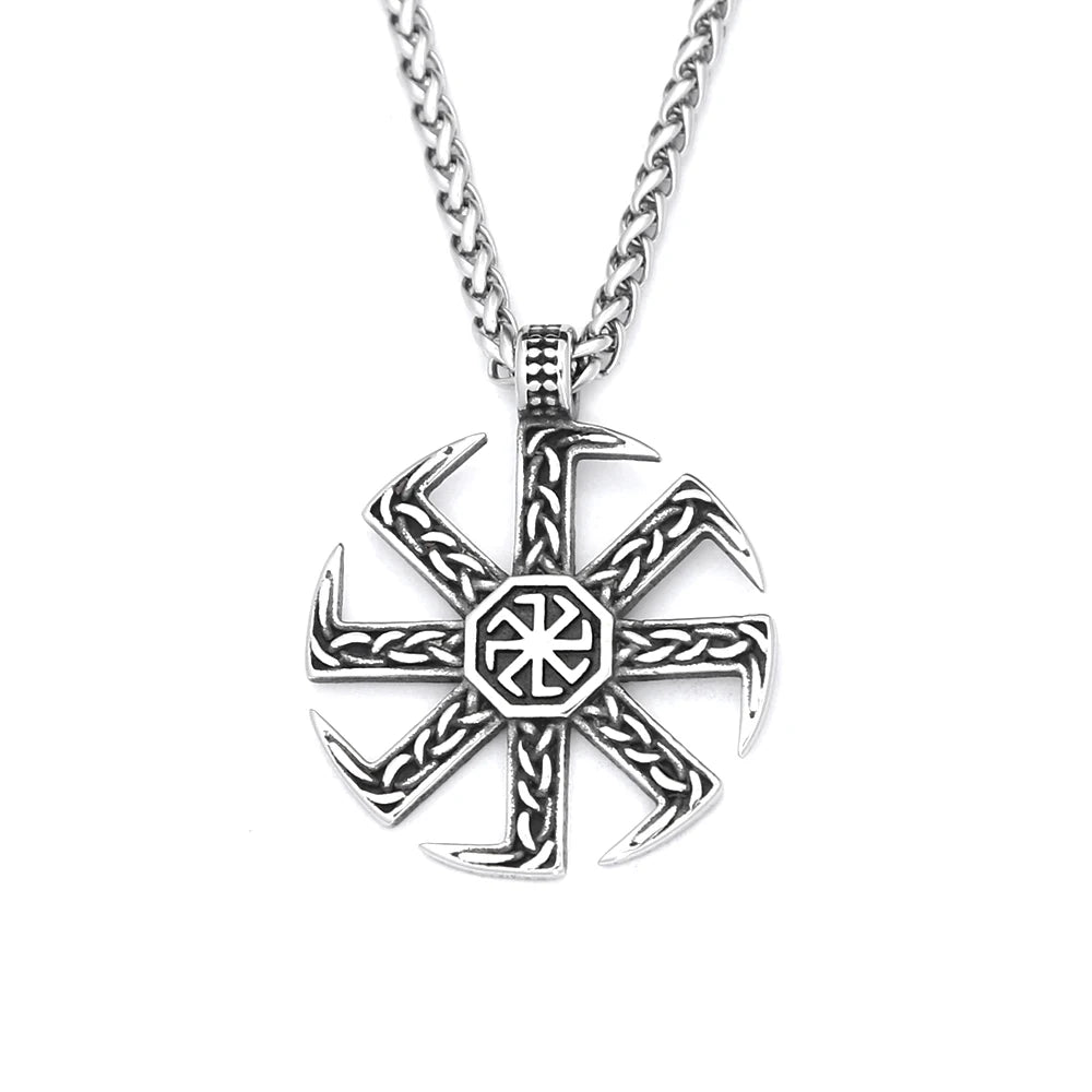 Kolovrat Sun Wheel Pendant Necklace (316L)