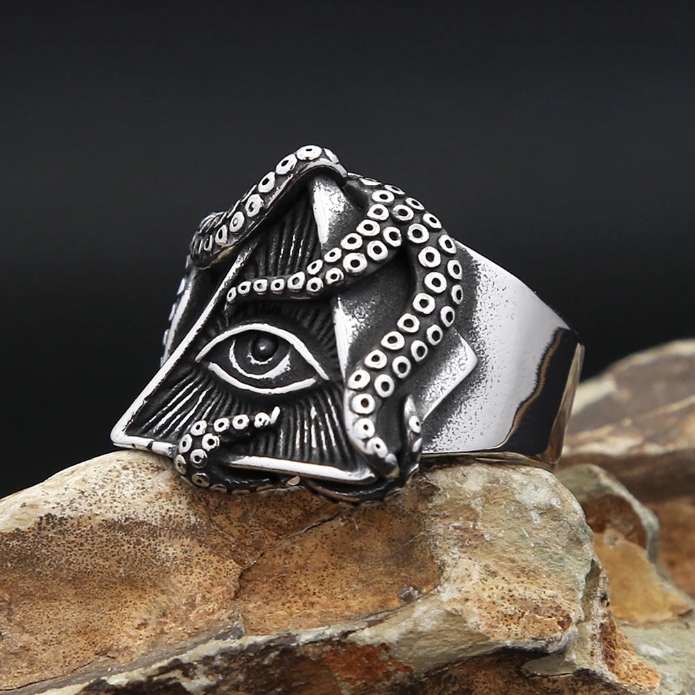 Masonic Octopus Eye Ring (316L)