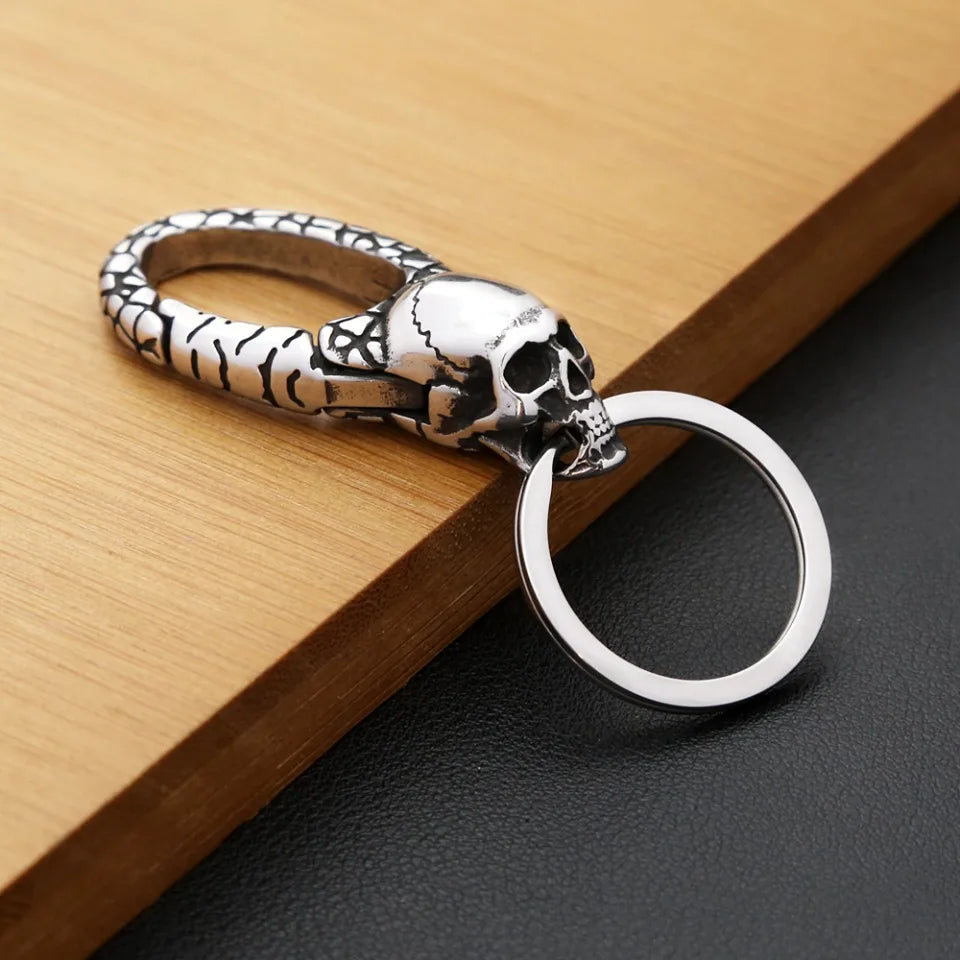 Llavero vintage punk de acero inoxidable 316L con forma de animal, estilo gótico, con cabeza de dragón, para hombres y mujeres, accesorios de joyería para motociclistas.