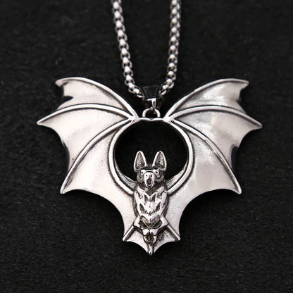 Collar con colgante de murciélago punk para hombre y niño, nuevo diseño, de acero inoxidable, estilo motero, amuleto de moda, joyería, envío directo
