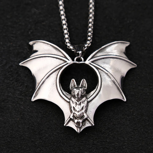 Collar con colgante de murciélago punk para hombre y niño, nuevo diseño, de acero inoxidable, estilo motero, amuleto de moda, joyería, envío directo