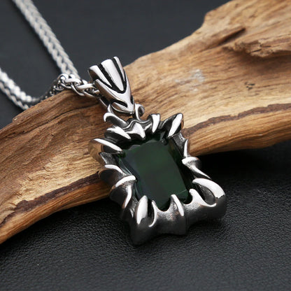 Collar con colgante de piedra de color rojo, negro, azul y verde vintage para hombre y mujer, de acero inoxidable, estilo punk, joyería para parejas, envío directo