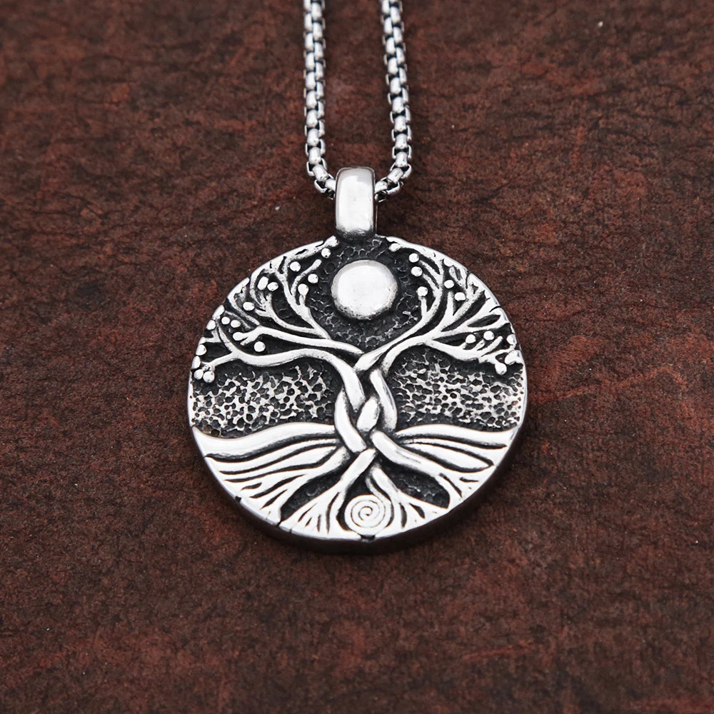 Colgante de árbol de la vida vikingo nórdico vintage de moda para hombre, collar de acero inoxidable Yggdrasils, amuleto, joyería, regalo al por mayor
