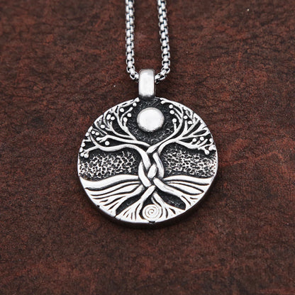 Colgante de árbol de la vida vikingo nórdico vintage de moda para hombre, collar de acero inoxidable Yggdrasils, amuleto, joyería, regalo al por mayor