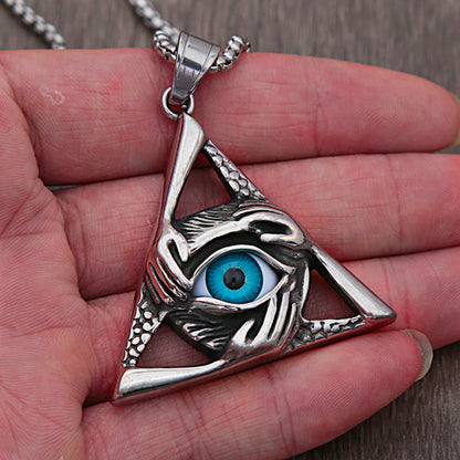 Evil Eye Triangle Pendant Necklace (316L)
